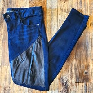 Express Dark Denim Jeans Leather detail.Ankle Legging Stella Lowrise Size 6R